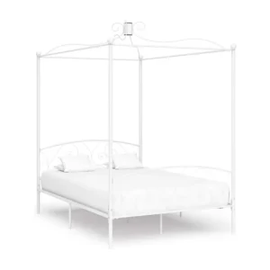 Estrutura de cama com dossel 120x200 cm metálico branco Antialérgico