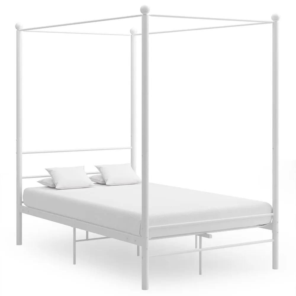 Algodão Egípcio 100% Estrutura de cama com dossel 120x200 cm metálico branco