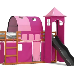 Almofada de Corpo Beliche com escorrega e cortinas 90x200 cm rosa