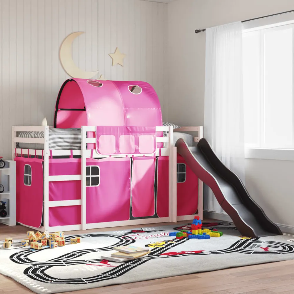 Beliche com escorrega e cortinas 80x200 cm rosa para Adultos