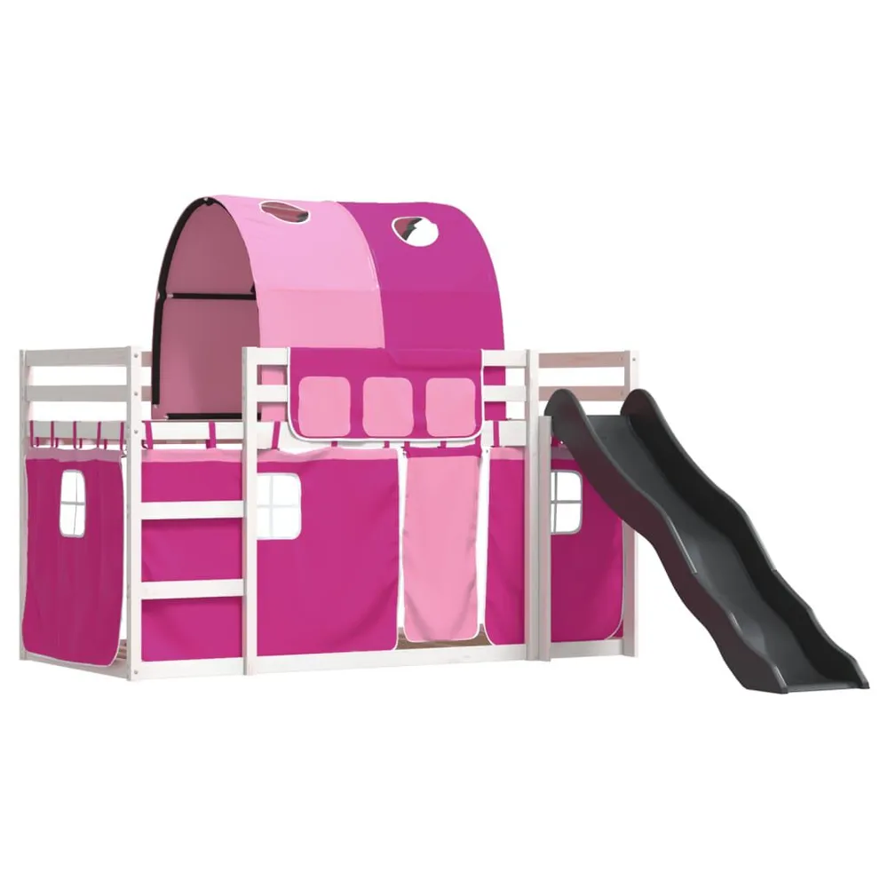 Beliche com escorrega e cortinas 80x200 cm rosa para Adultos