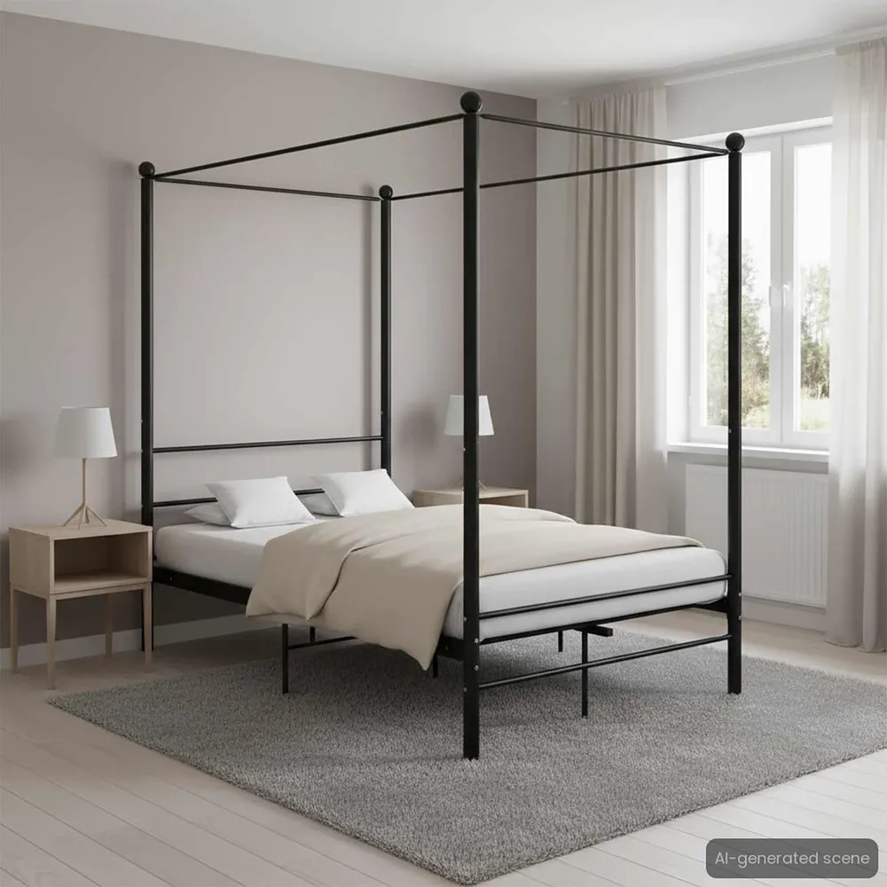 Cinta para Colchão Estrutura de cama com dossel 120x200 cm metálico preto