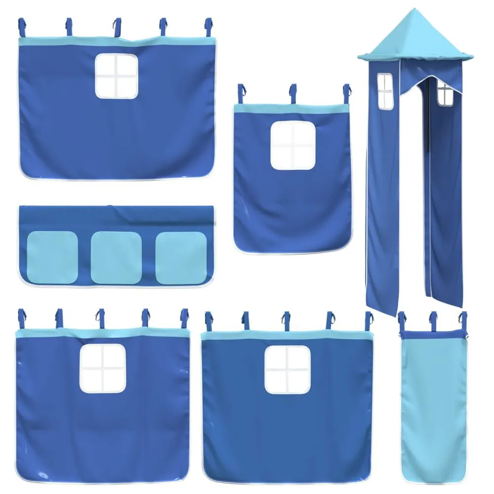 Cortinas para cama elevada com torre poliéster azul | Envio Rápido