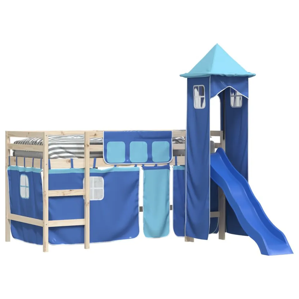 Cortinas para cama elevada com torre poliéster azul | Envio Rápido
