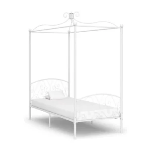 Estrutura de cama com dossel 100x200 cm metálico branco