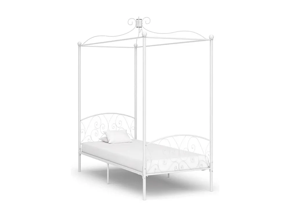 Estrutura de cama com dossel 100x200 cm metálico branco