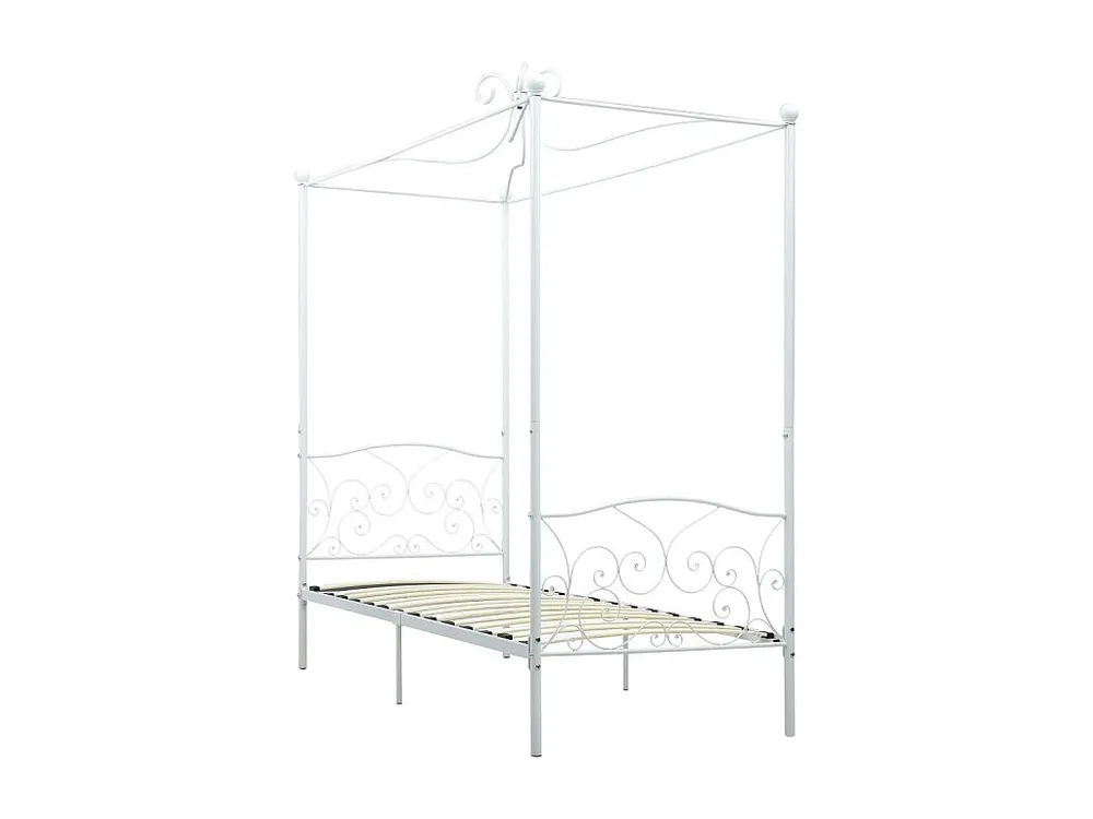 Estrutura de cama com dossel 100x200 cm metálico branco