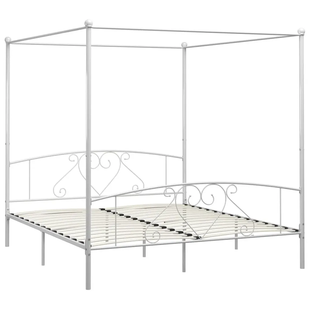 Estrutura de cama com dossel metálico 200x200 cm branco compatible Travesseiro King Size