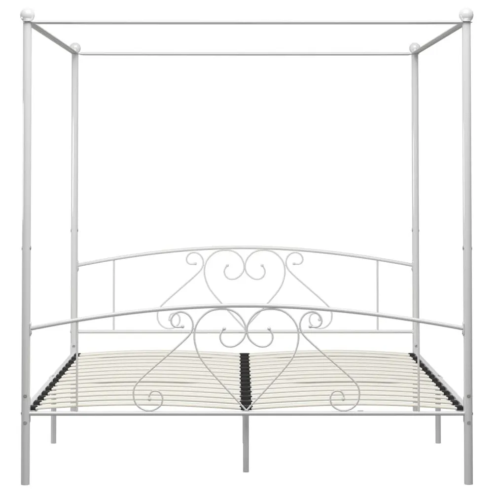 Estrutura de cama com dossel metálico 200x200 cm branco compatible Travesseiro King Size