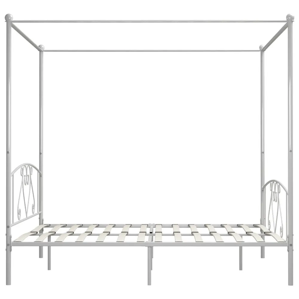 Estrutura de cama com dossel metálico 200x200 cm branco compatible Travesseiro King Size