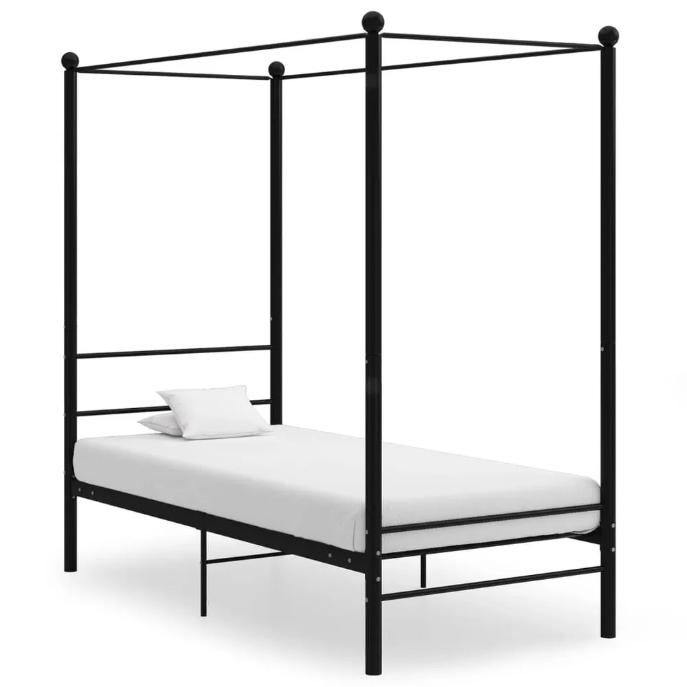 Estrutura de cama com dossel metálico preto 90x200 cm - 100% Algodão