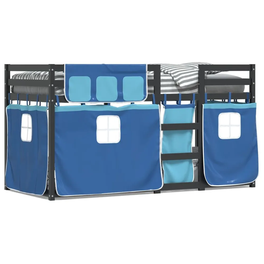 Organizador de Cabeceira Beliche com cortinas 90x200 cm madeira de pinho maciç azul