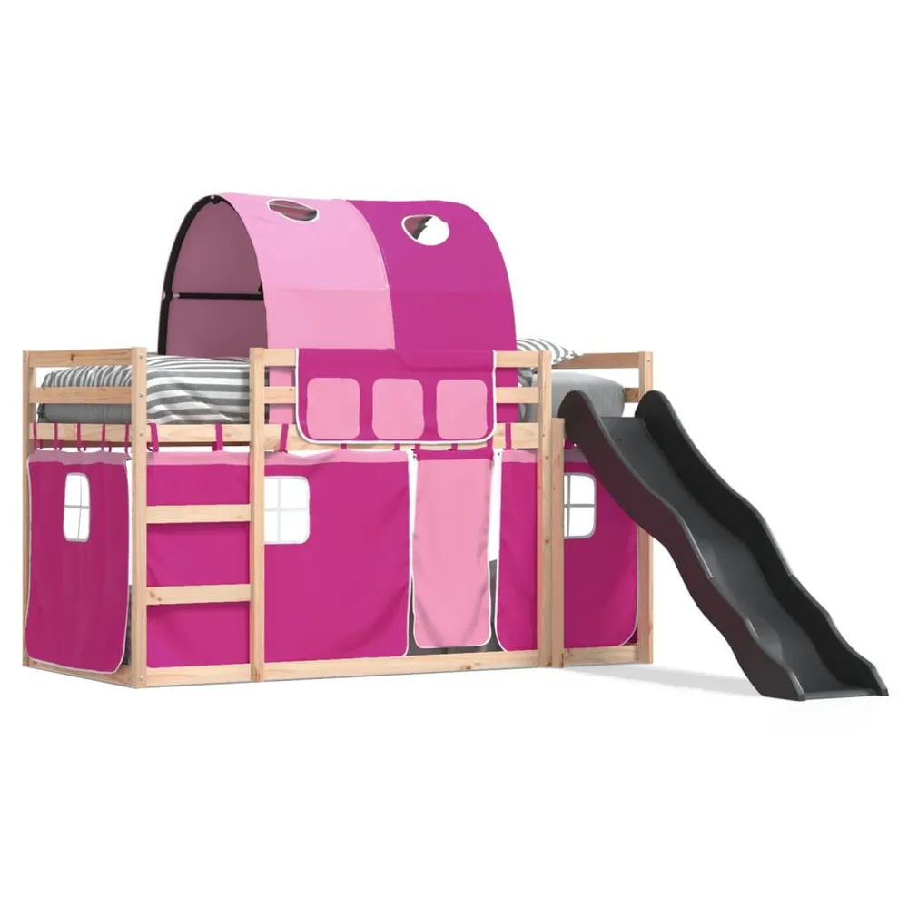 Organizador de Cabeceira Beliche com escorrega e cortinas 80x200 cm rosa