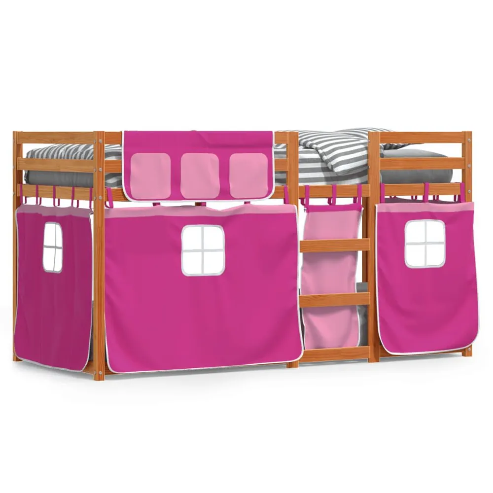 Protetor para Travesseiro Beliche com cortinas 75x190 cm madeira de pinho maciç rosa