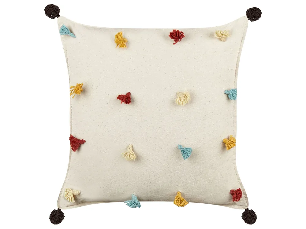 Set 2 Cotton Cushions 45 x 45 cm Light Bege claro FUSSEL