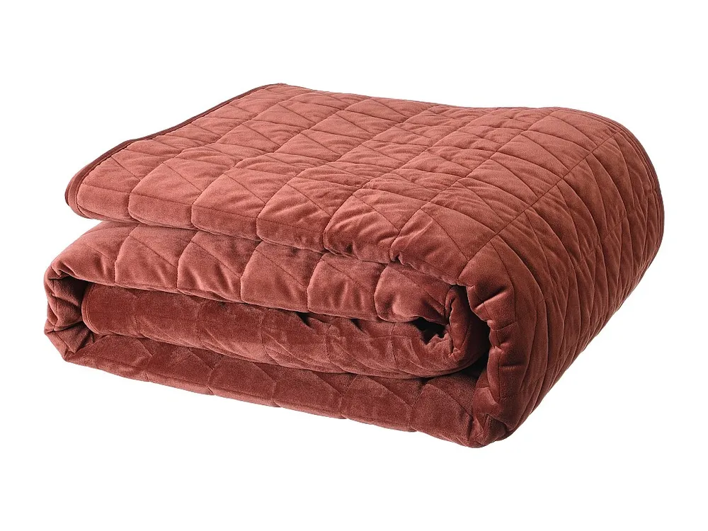 Colcha de veludo acolchoada - 225 x 220 cm - Terracota - IDELLA OZAIA