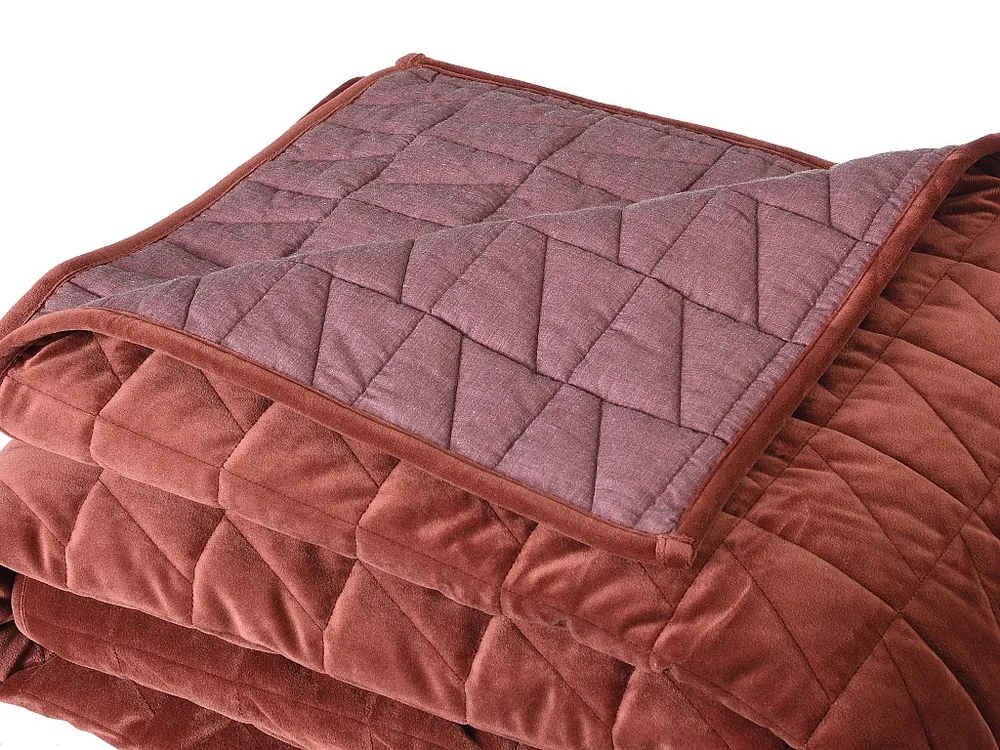 Colcha de veludo acolchoada - 225 x 220 cm - Terracota - IDELLA OZAIA