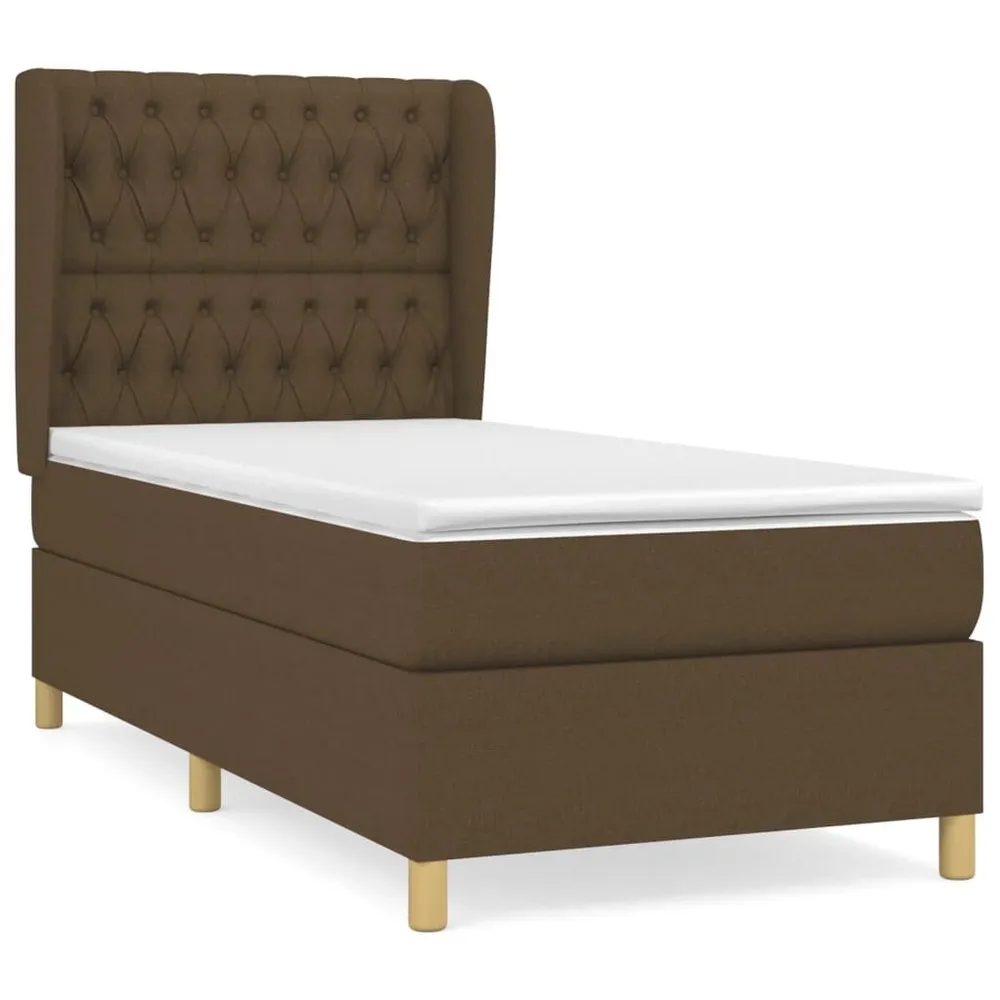 Cama com molasemcolchão 100x200 cm tecido castanho-escuro para Conforto Máximo