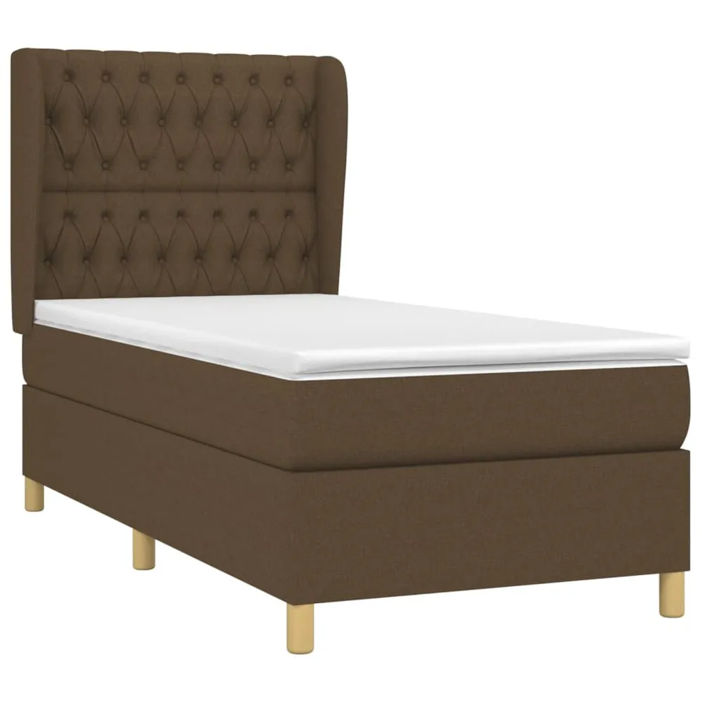 Cama com molasemcolchão 100x200 cm tecido castanho-escuro para Conforto Máximo