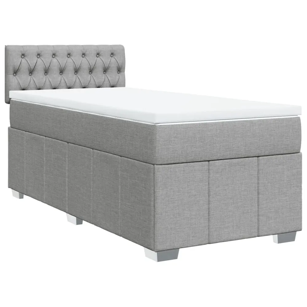 Cama com molasemcolchão 100x200 cm tecido cinzento-claro | Envio Rápido