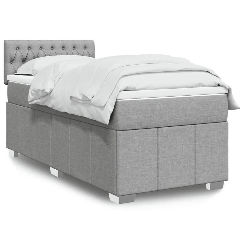 Cama com molasemcolchão 100x200 cm tecido cinzento-claro | Envio Rápido