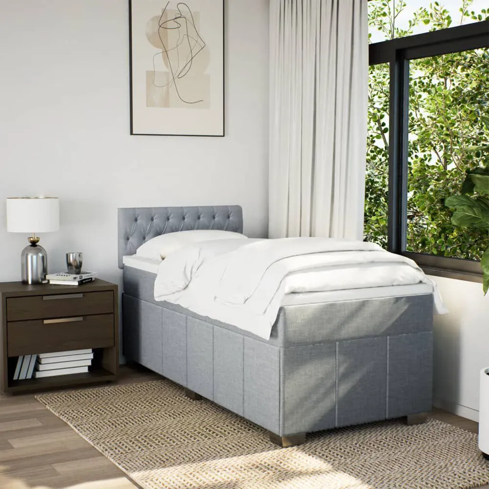 Cama com molasemcolchão 100x200 cm tecido cinzento-claro | Envio Rápido