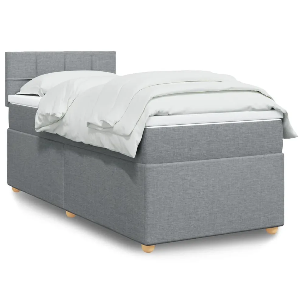 Cama com molasemcolchão 100x200 cm tecido cinzento-claro | Envio Rápido