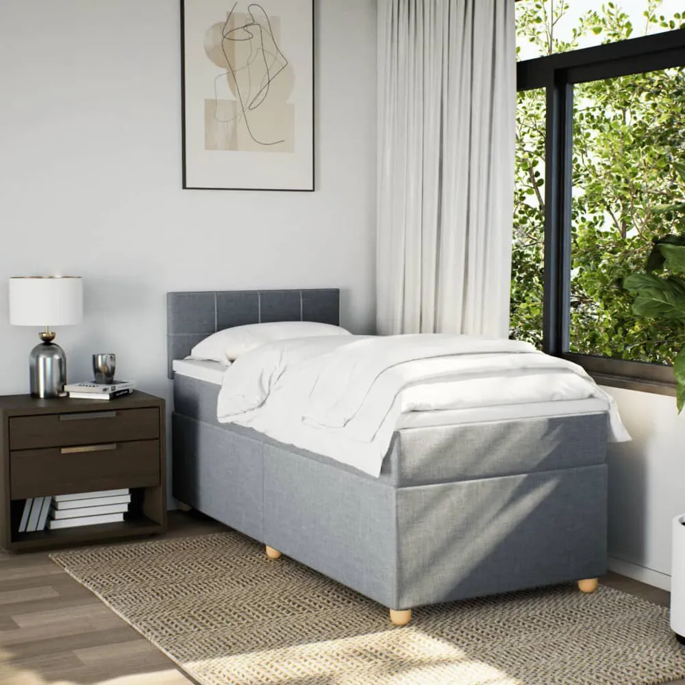 Cama com molasemcolchão 100x200 cm tecido cinzento-claro | Envio Rápido