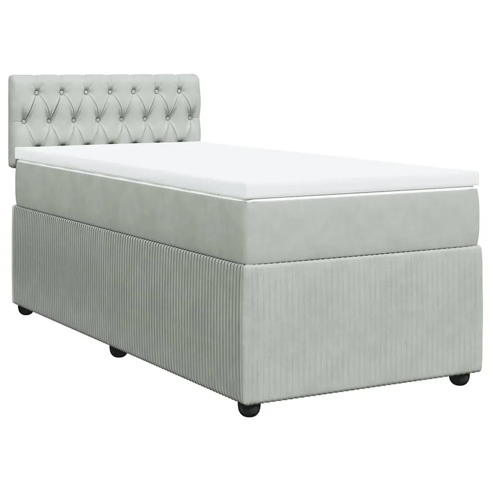 Cama com molasemcolchão 100x200 cm veludo cinza-claro com Isolamento Térmico