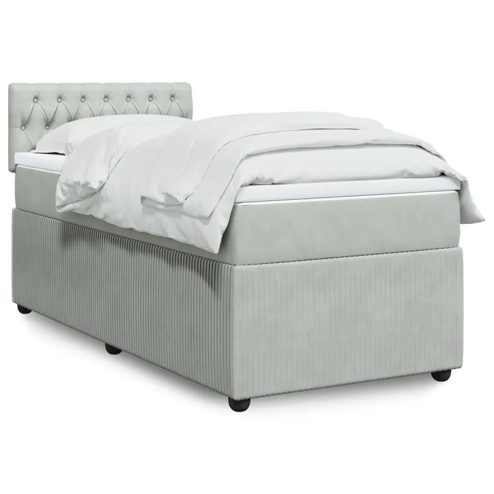 Cama com molasemcolchão 100x200 cm veludo cinza-claro com Isolamento Térmico