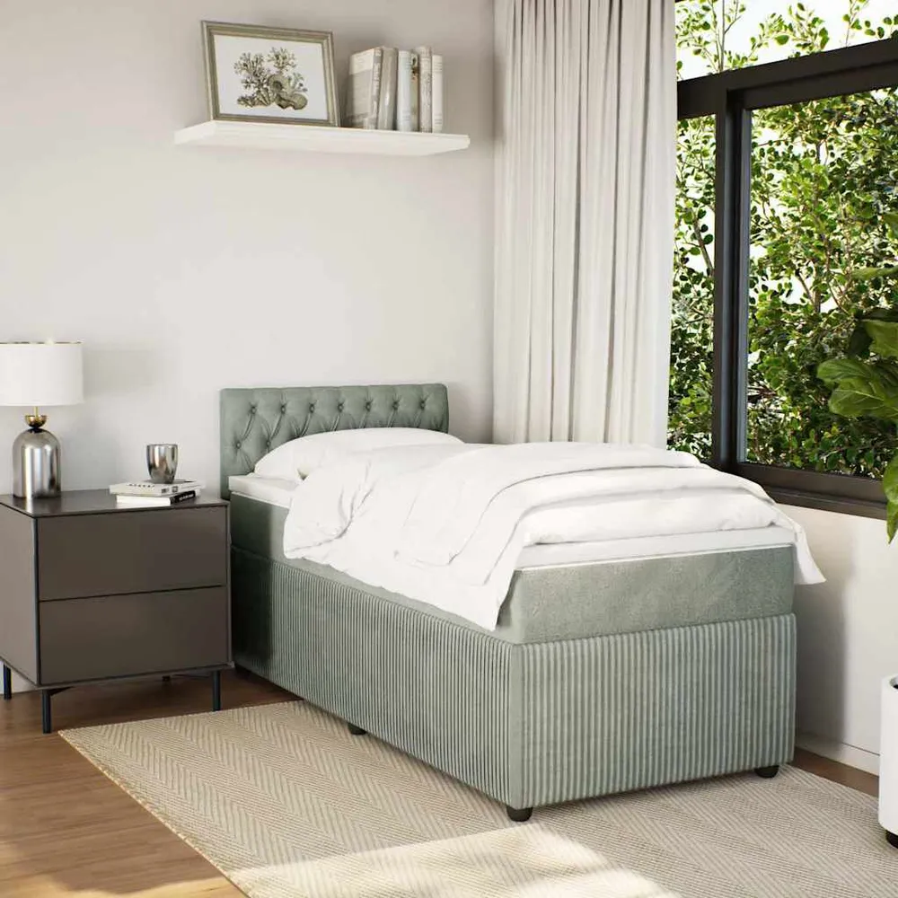 Cama com molasemcolchão 100x200 cm veludo cinza-claro com Isolamento Térmico