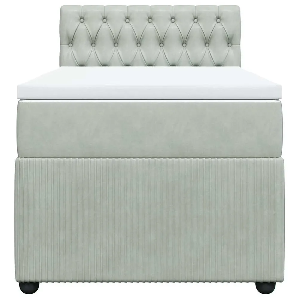 Cama com molasemcolchão 100x200 cm veludo cinza-claro com Isolamento Térmico