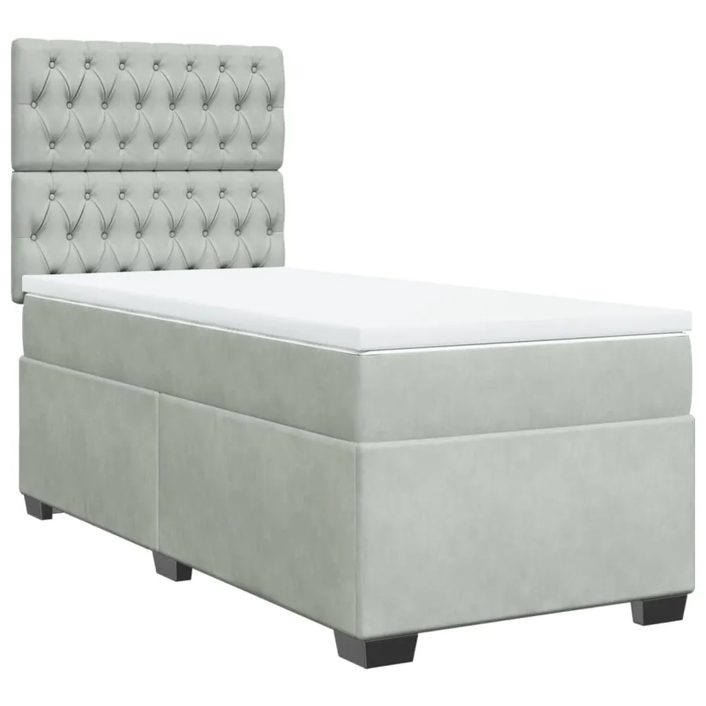 Cama com molasemcolchão 100x200 cm veludo cinza-claro com Isolamento Térmico