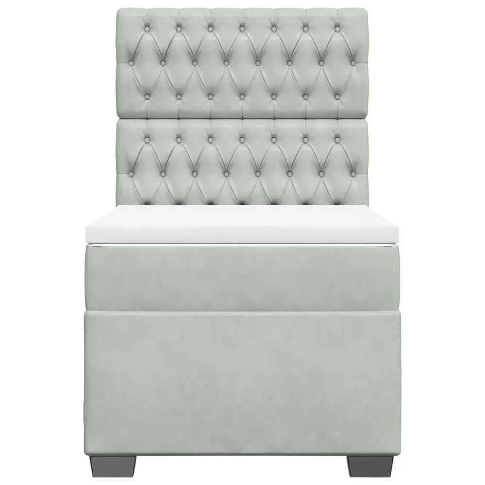 Cama com molasemcolchão 100x200 cm veludo cinza-claro com Isolamento Térmico