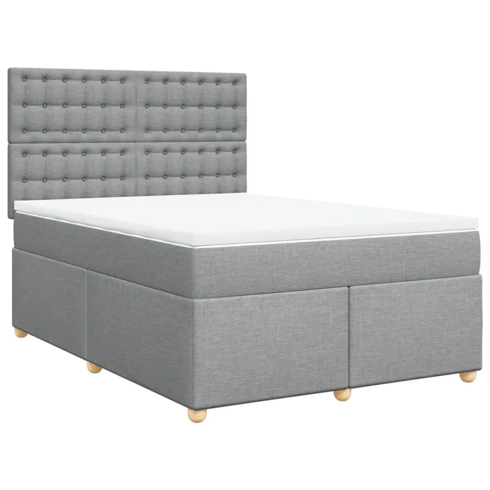Cama com molasemcolchão 140x190 cm tecido cinzento-claro compatible Capa de Edredão