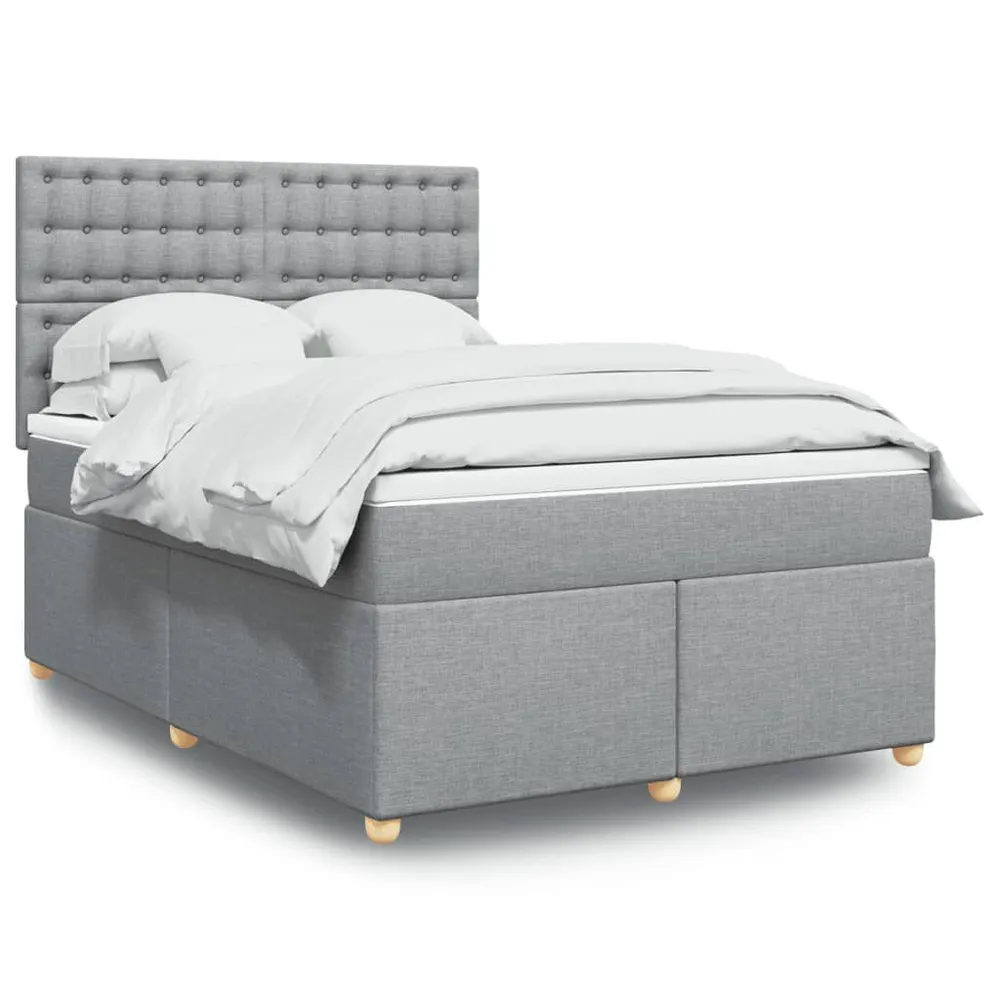 Cama com molasemcolchão 140x190 cm tecido cinzento-claro compatible Capa de Edredão