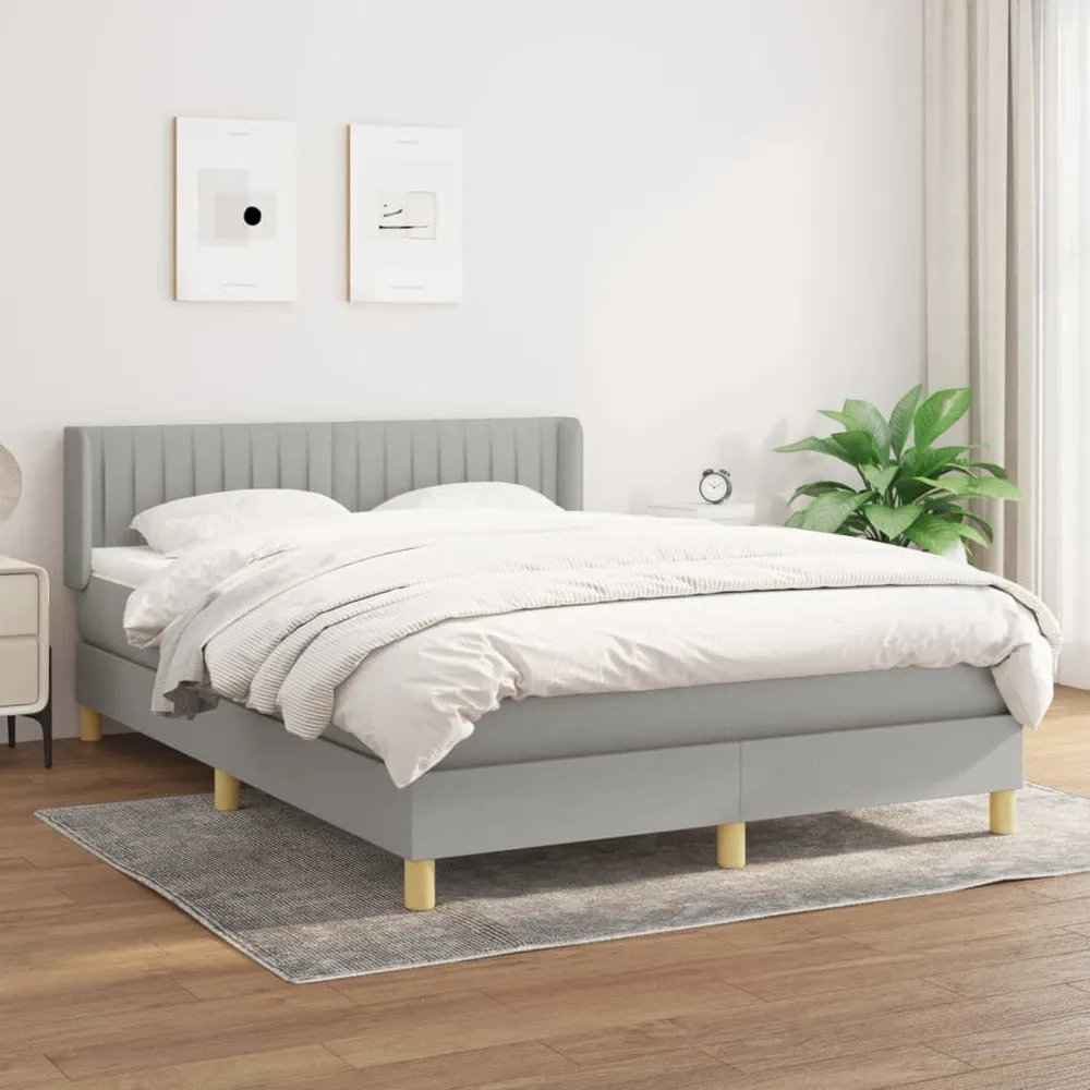 Cama com molasemcolchão 140x200 cm tecido cinzento-claro com Certificado de Autenticidade