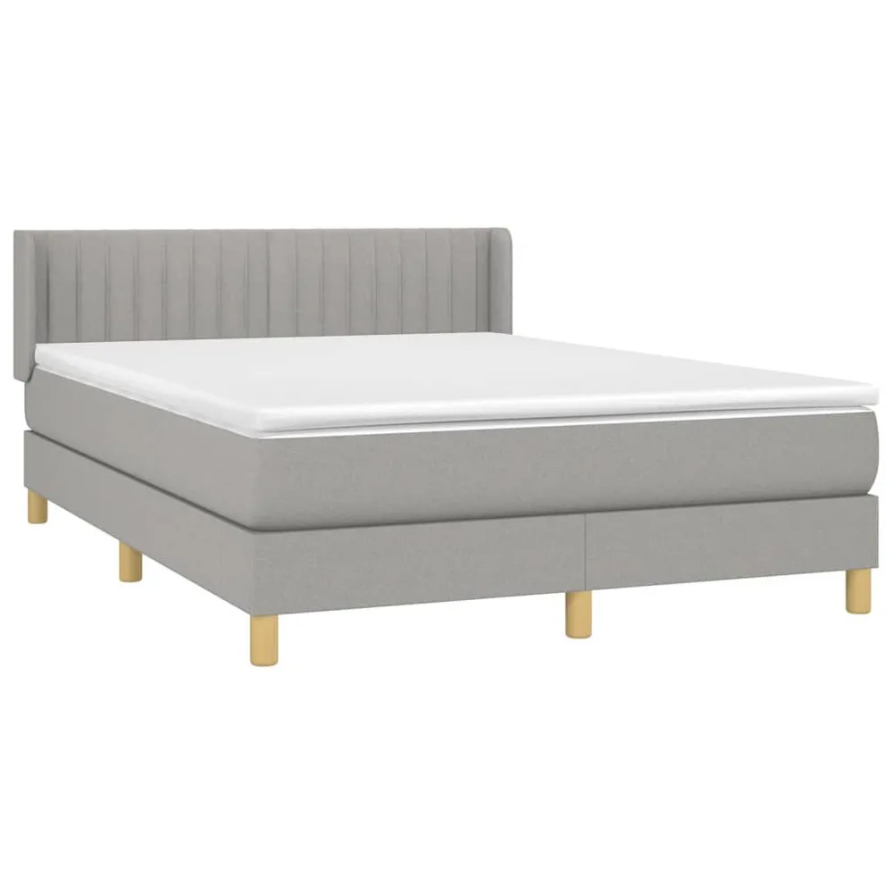 Cama com molasemcolchão 140x200 cm tecido cinzento-claro com Certificado de Autenticidade