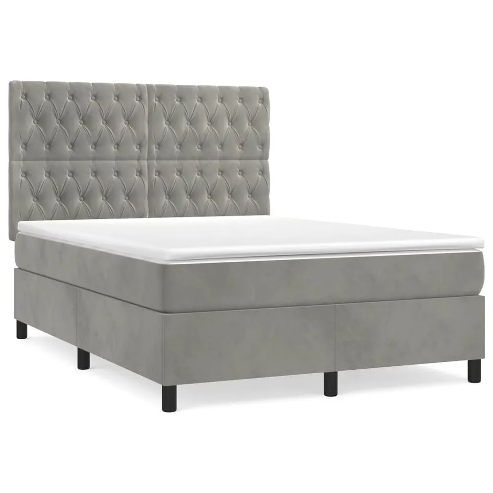 Cama com molasemcolchão 140x200 cm veludo cinzento-claro from Portugal