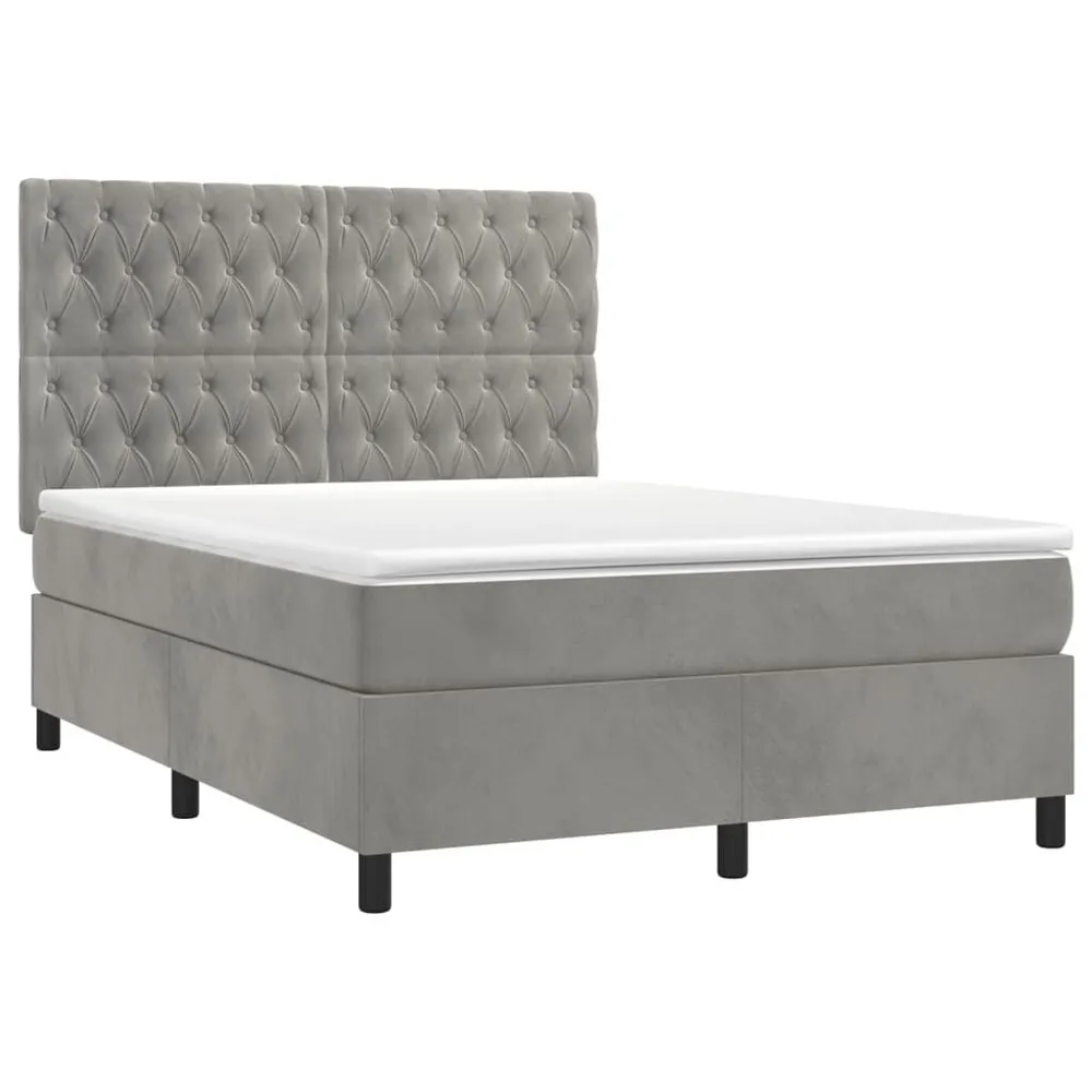 Cama com molasemcolchão 140x200 cm veludo cinzento-claro from Portugal