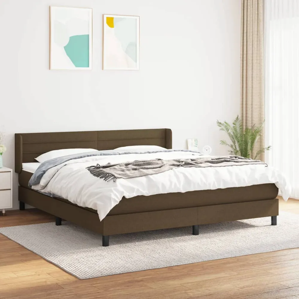 Cama com molasemcolchão 160x200 cm tecido castanho-escuro from Portugal