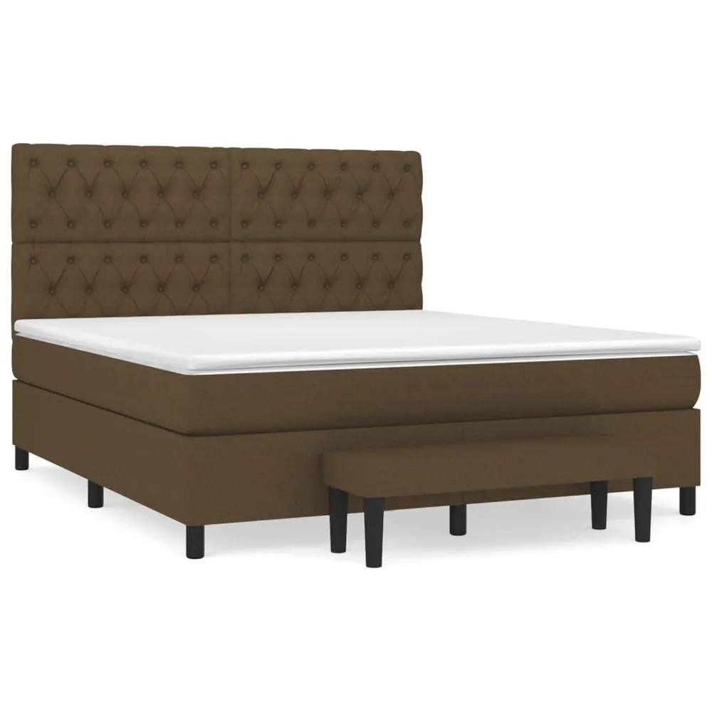 Cama com molasemcolchão 160x200 cm tecido castanho-escuro | Envio Rápido