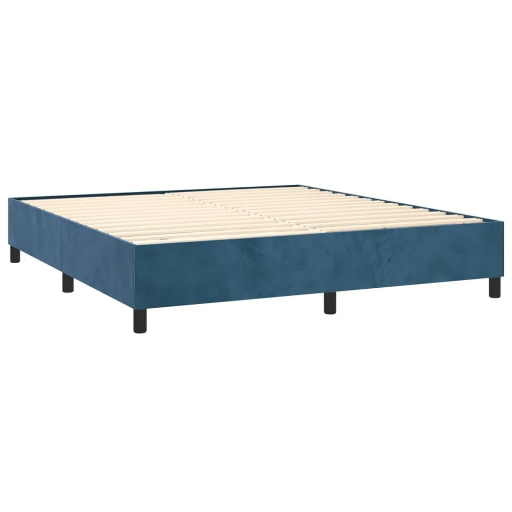 Cama com molasemcolchão 160x200 cm veludo azul-escuro com Isolamento Térmico