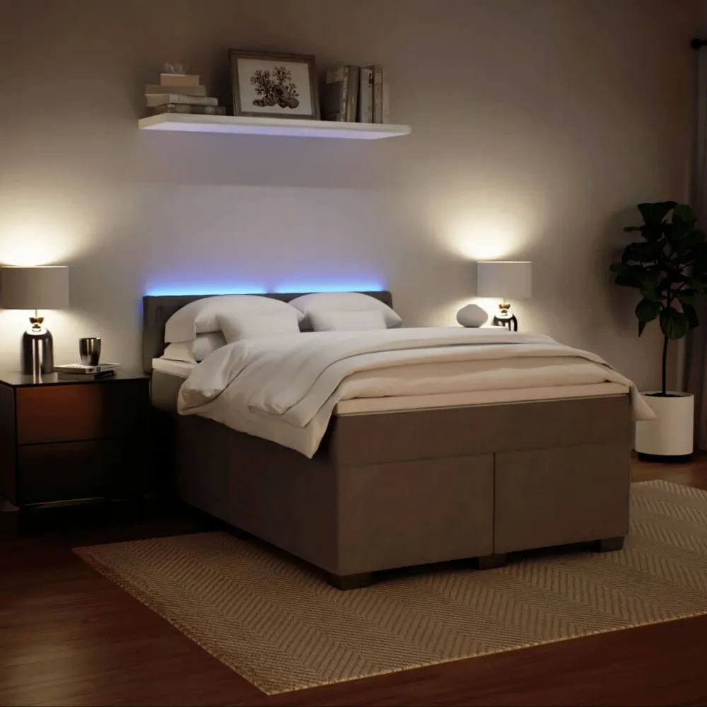 Cama com molasemcolchão 160x200 cm veludo cinzento-claro | Envio Rápido