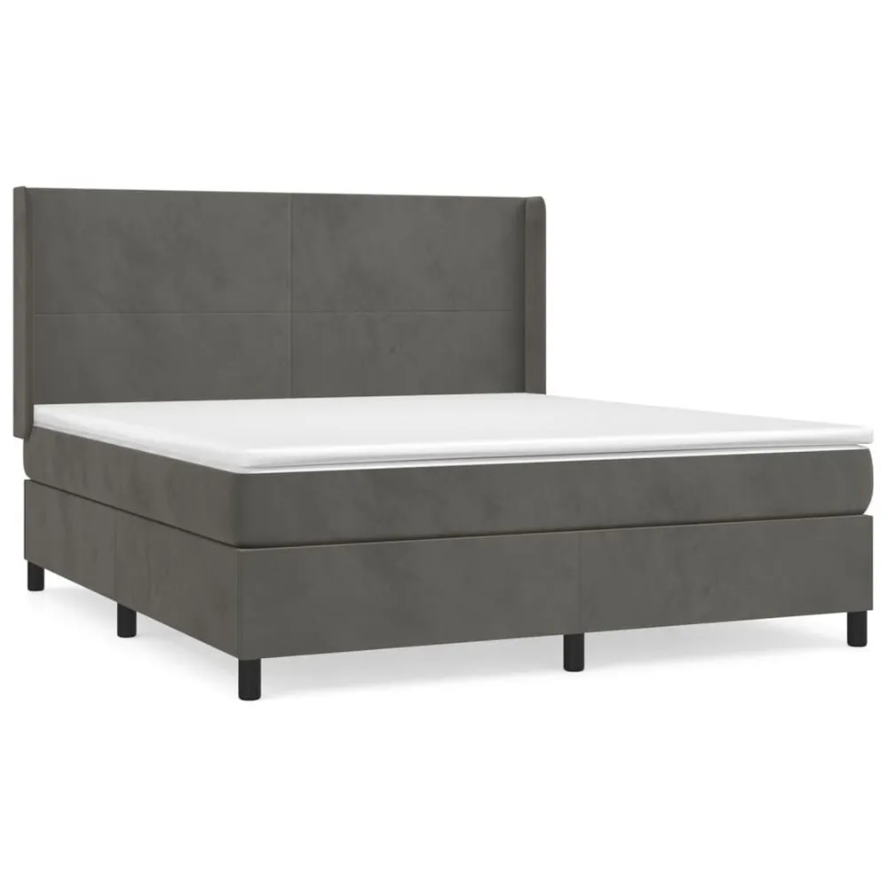 Cama com molasemcolchão 160x200 cm veludo cinzento-escuro para Uso Adulto