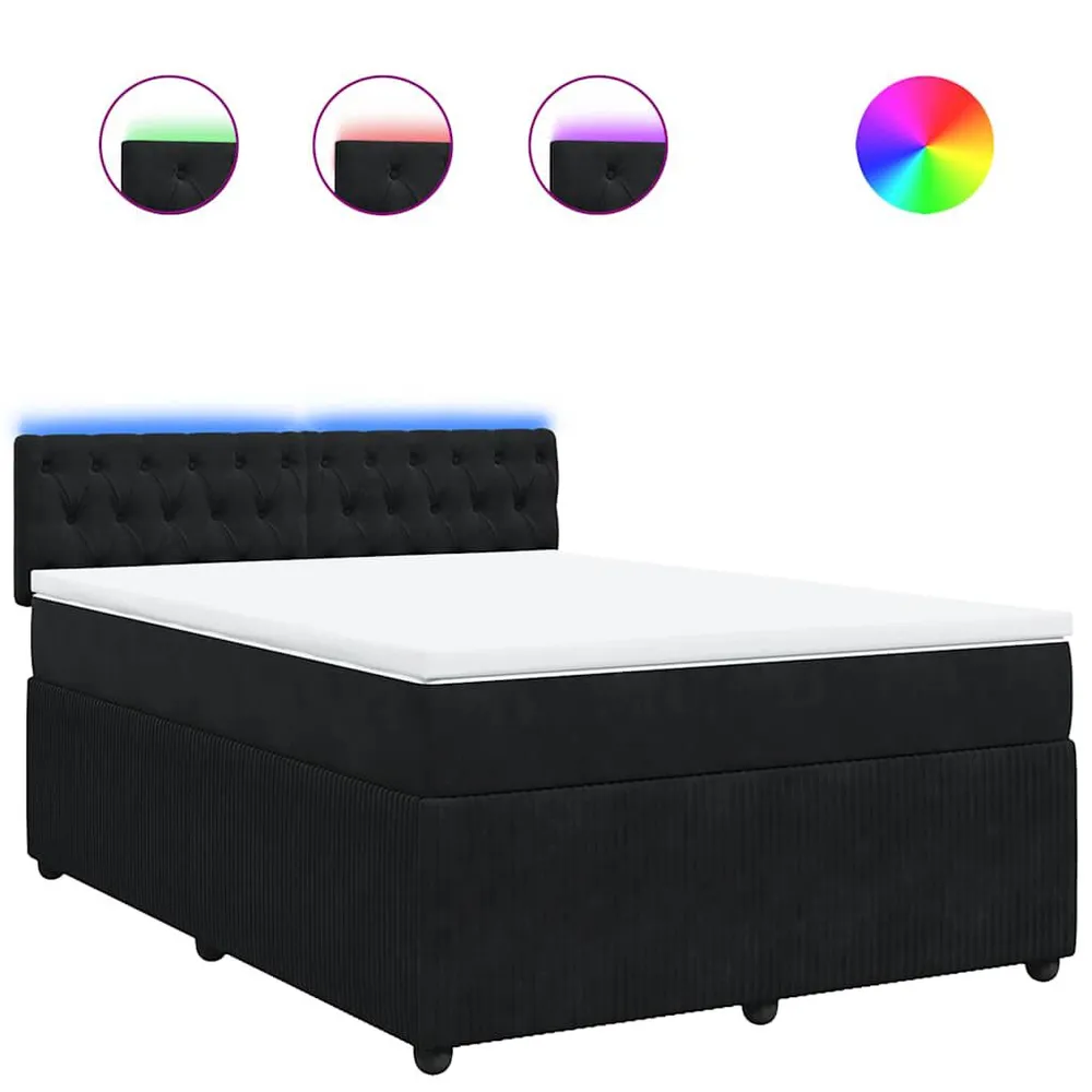 Cama com molasemcolchão 160x200 cm veludo preto - 90% Pluma