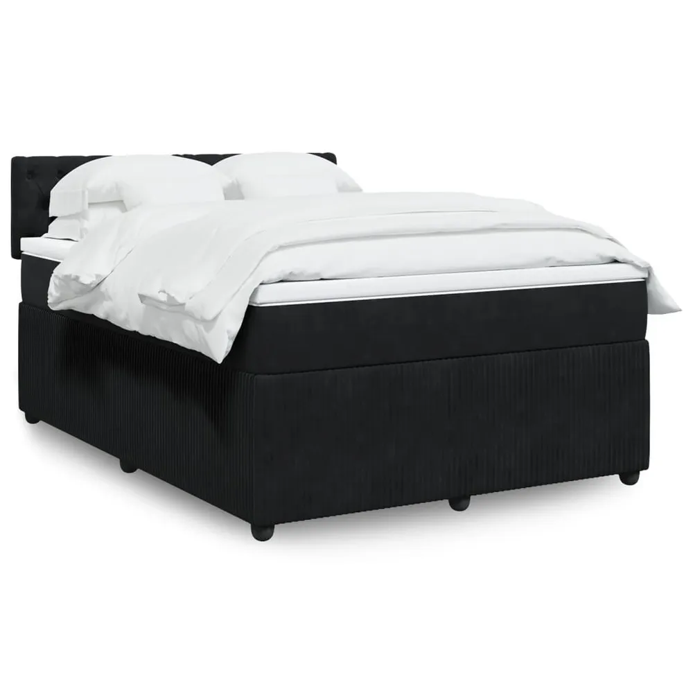 Cama com molasemcolchão 160x200 cm veludo preto - 90% Pluma