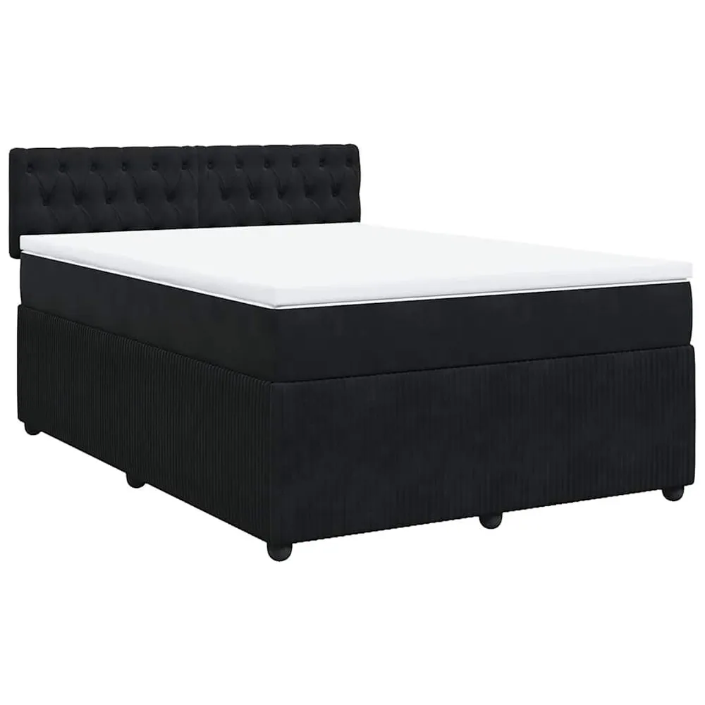 Cama com molasemcolchão 160x200 cm veludo preto - 90% Pluma