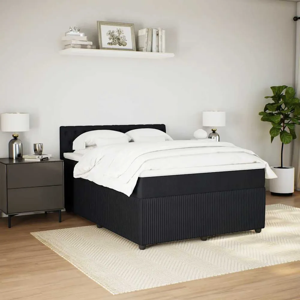 Cama com molasemcolchão 160x200 cm veludo preto - 90% Pluma