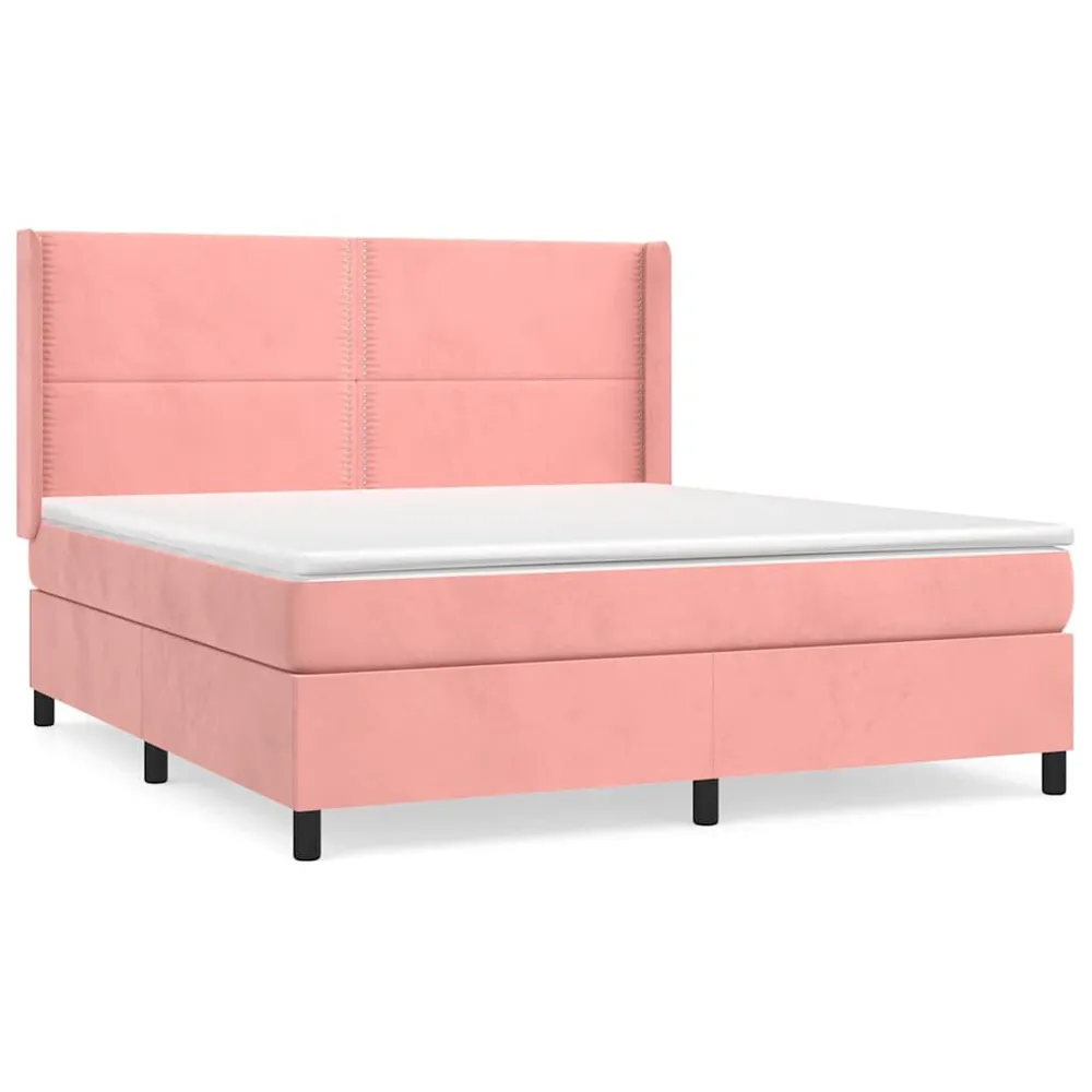 Cama com molasemcolchão 160x200 cm veludo rosa para Uso Adulto
